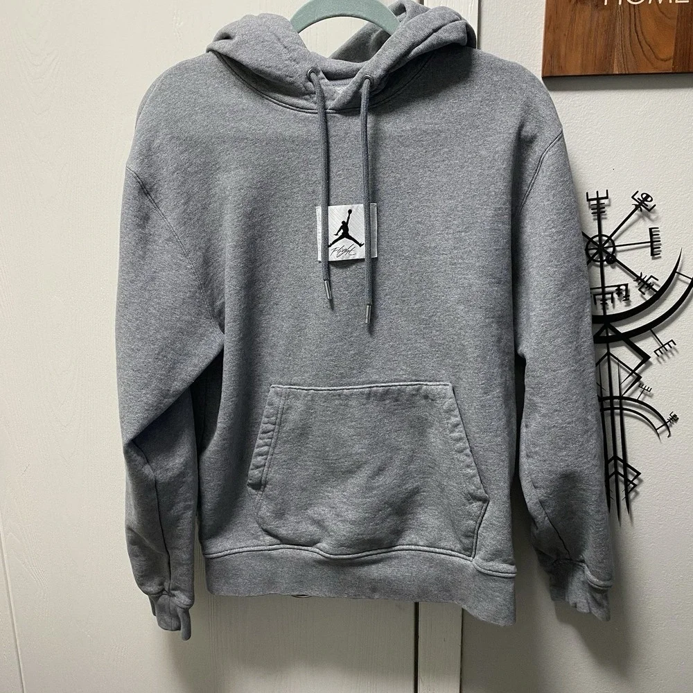 Nike Air Jordan Flight Fleece Pull Over Hoodie Gray‎ Small
